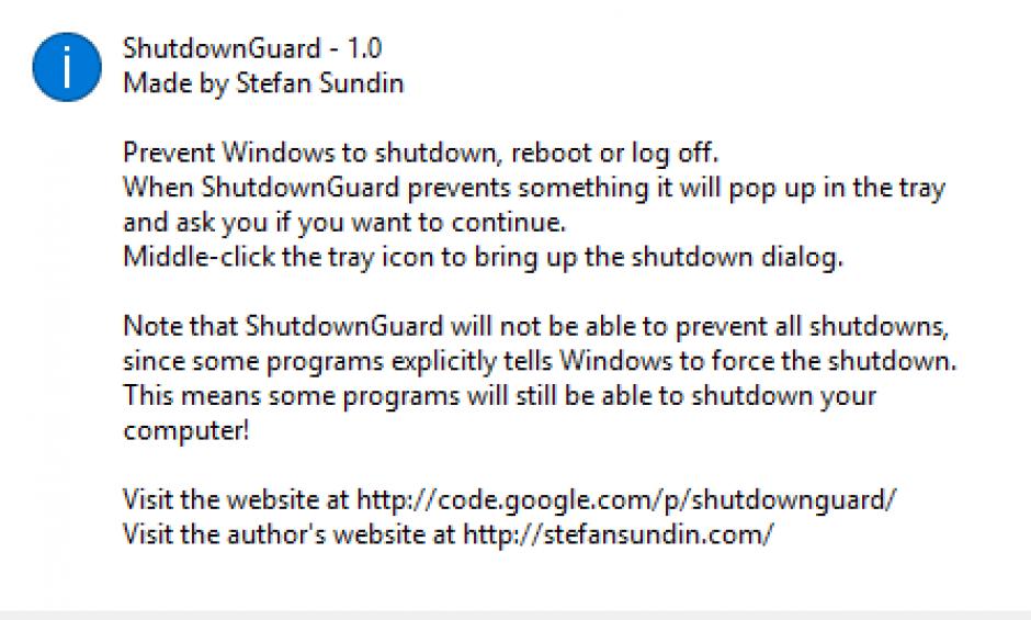 ShutdownGuard main screen