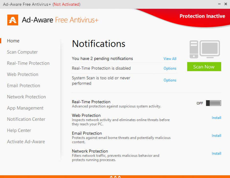 Ad-Aware Antivirus main screen