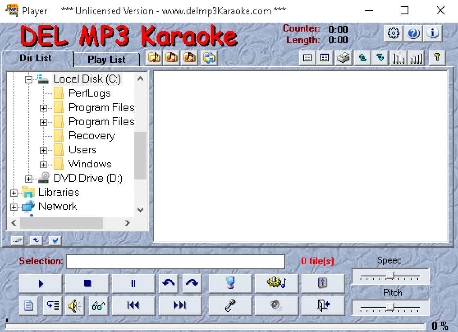 Del Mp3 Karaoke main screen