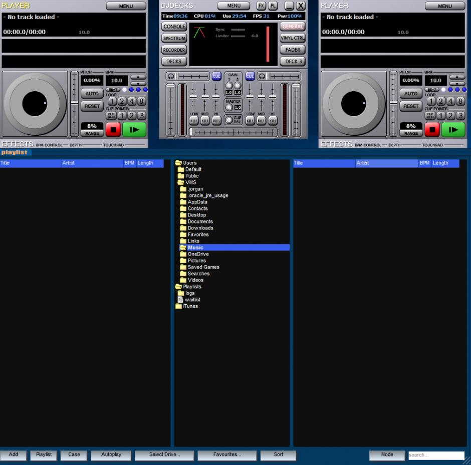 djDecks main screen