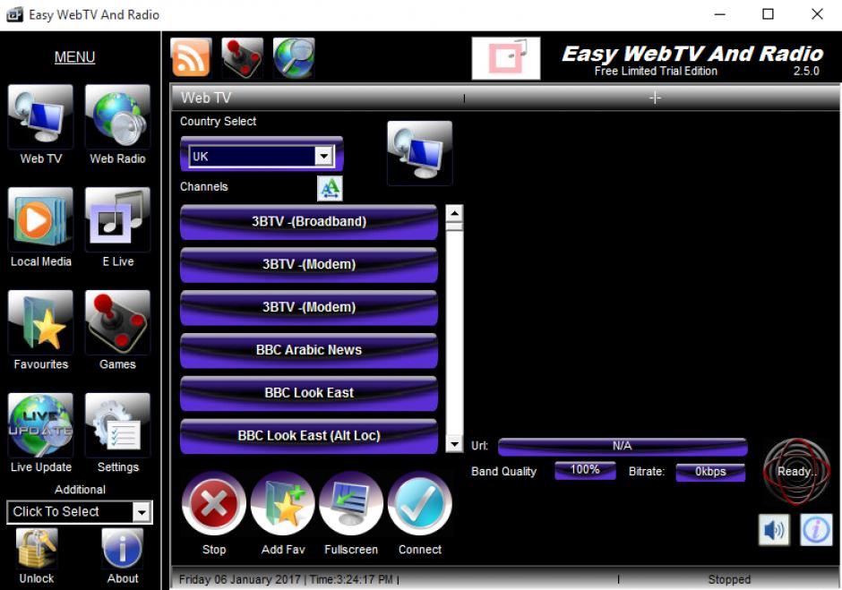 Easy WebTV And Radio main screen