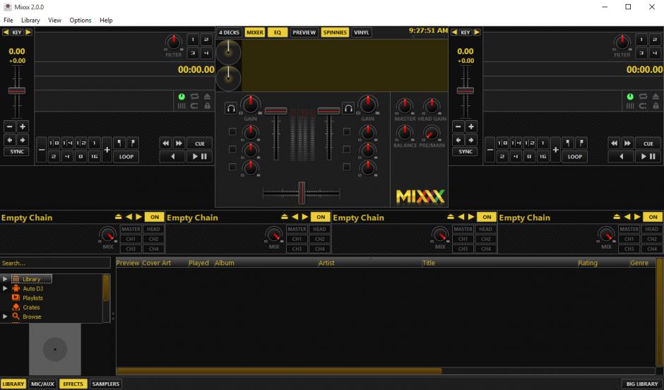 Mixxx main screen