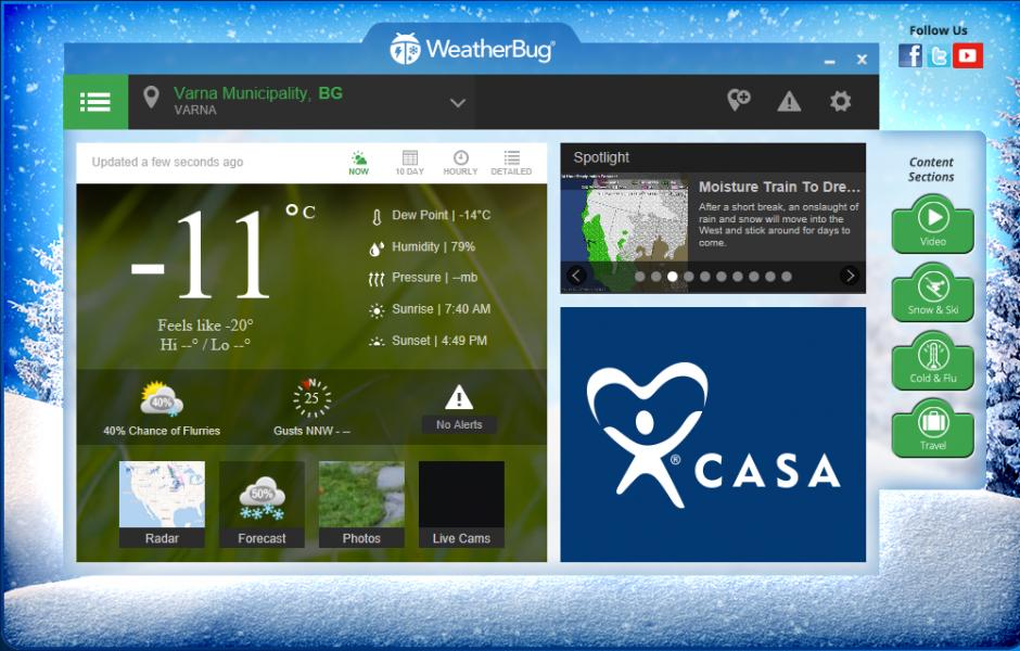 WeatherBug main screen