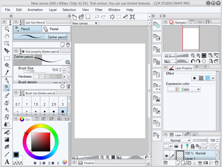 CLIP STUDIO PAINT main screen