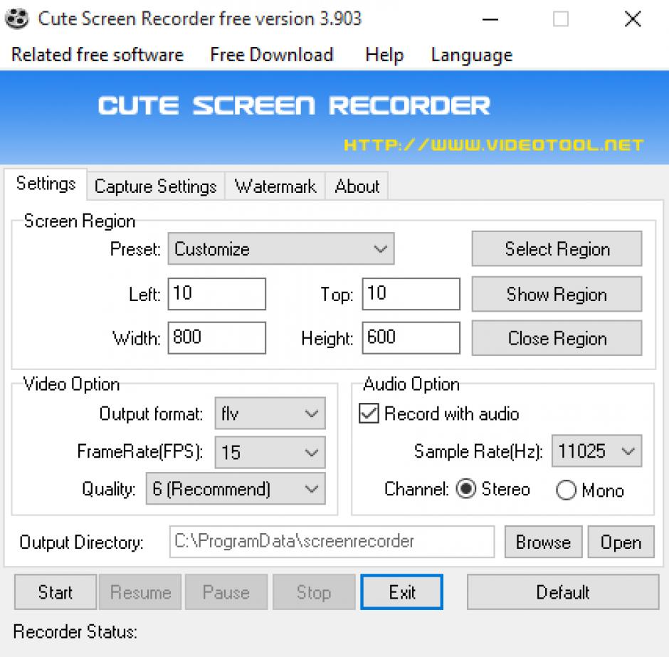 Cute Screen Recorder Free main screen