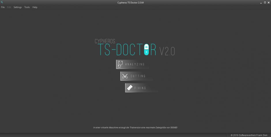 Cypheros TS-Doctor main screen