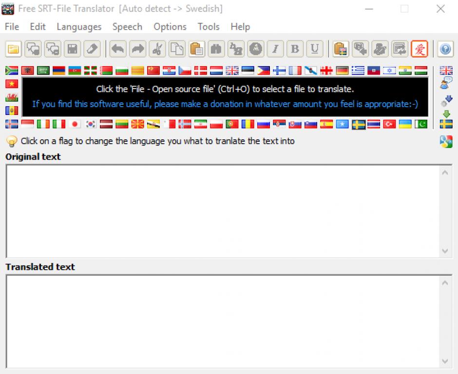 Free SRT File Translator main screen