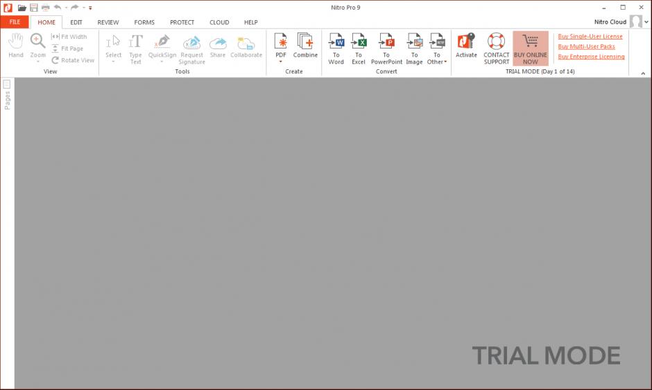 Nitro PDF Professional main screen