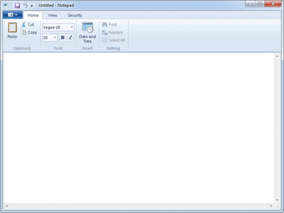 Notepad main screen