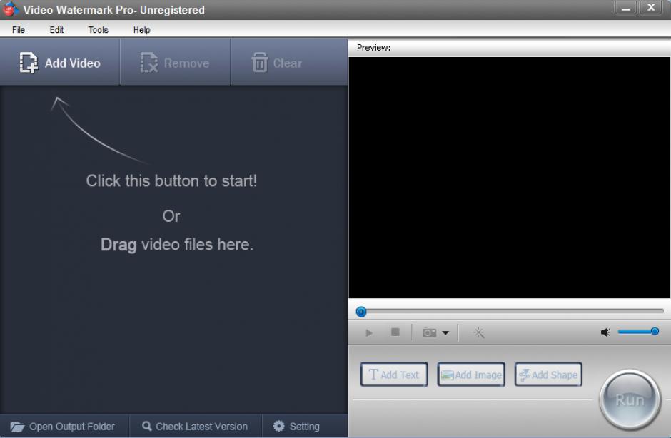 Video Watermark Pro main screen
