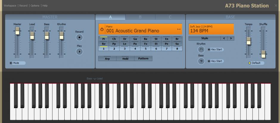 A73 Piano Station main screen