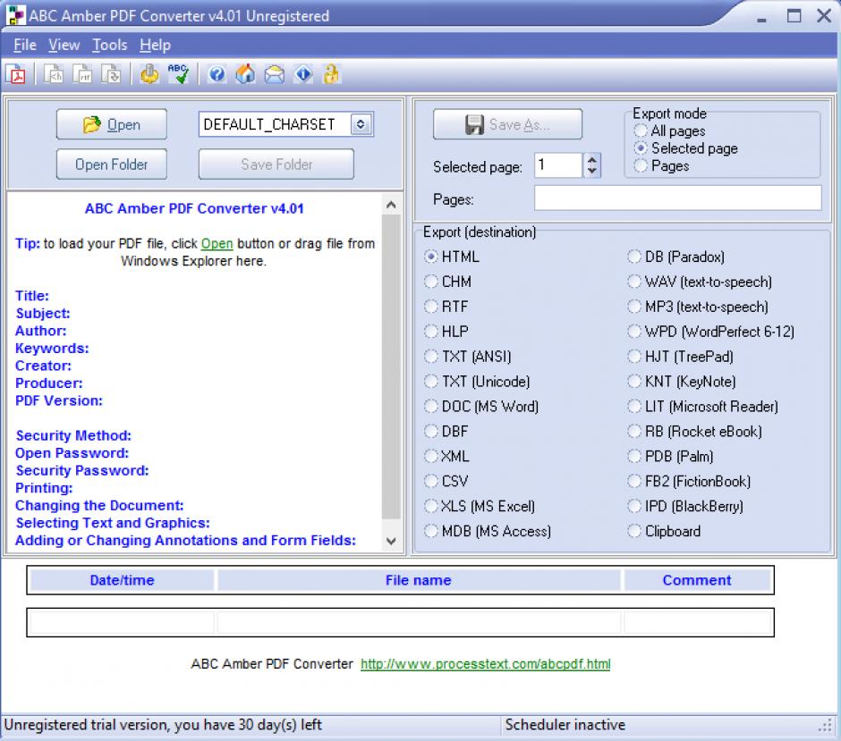 screenshot of program