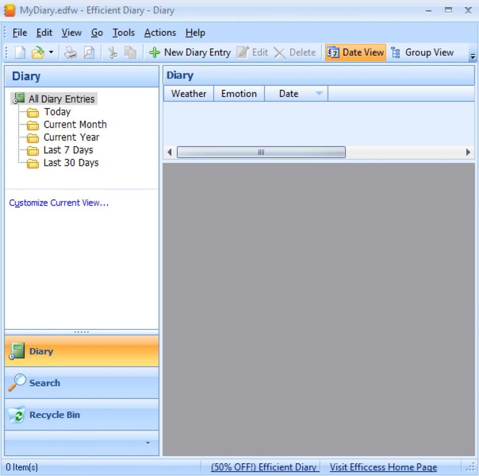 screenshot of program