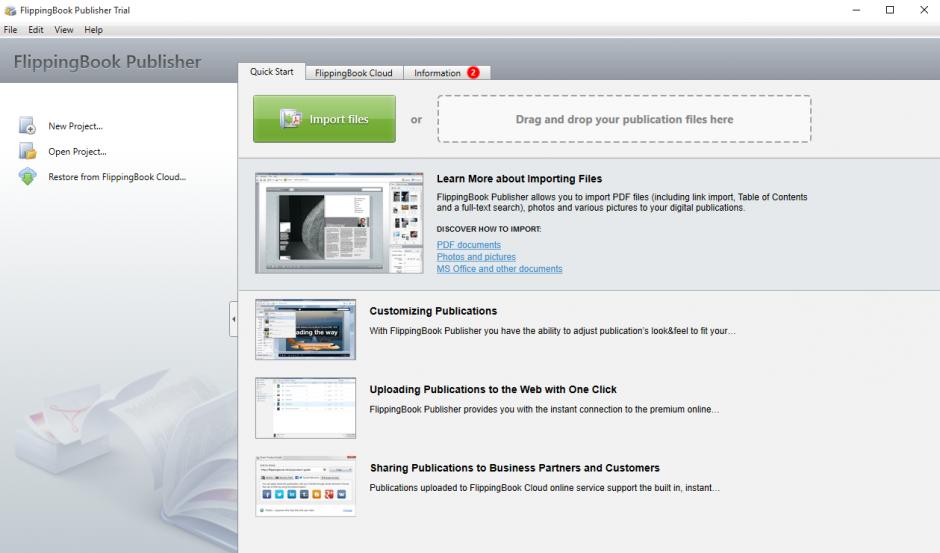 FlippingBook Publisher main screen