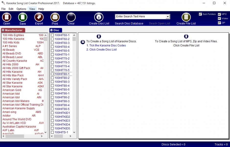 screenshot of program