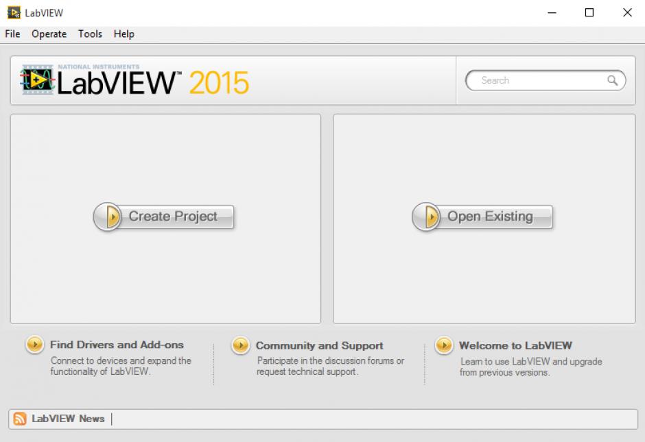 LabVIEW 2015 main screen