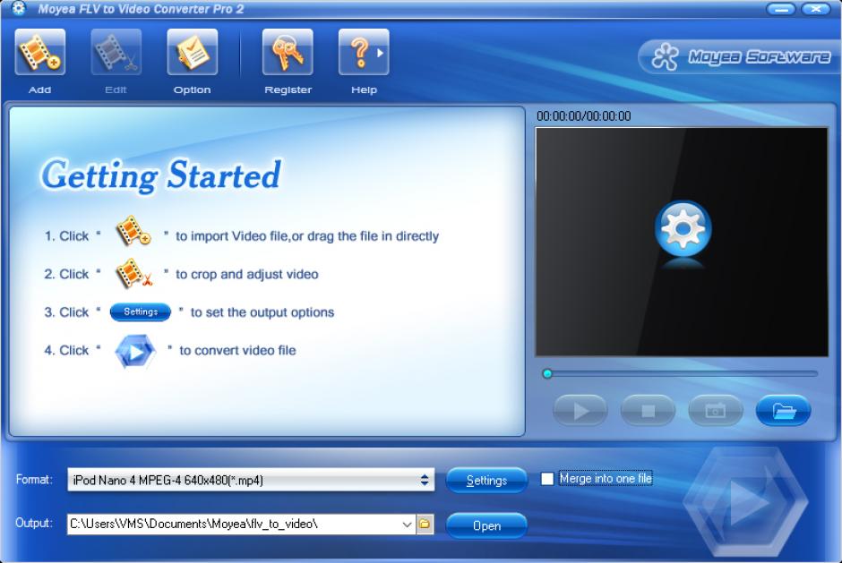 Moyea FLV to Video Converter Pro main screen