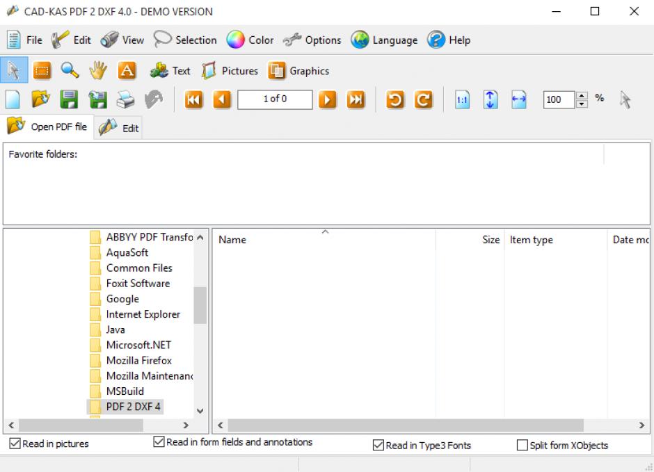 PDF 2 DXF main screen