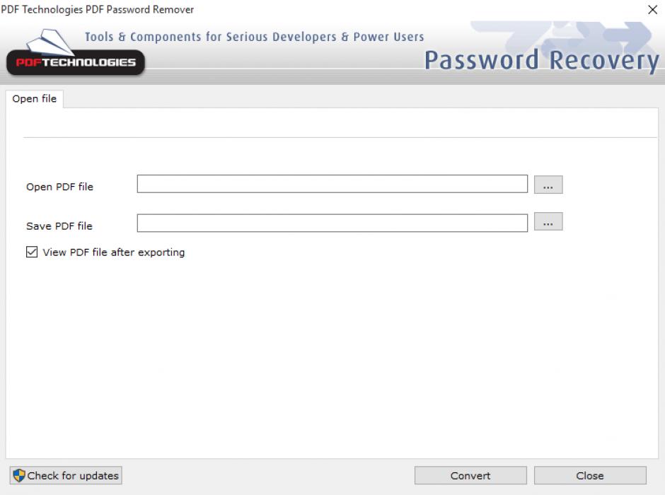 PDF Password Remover main screen