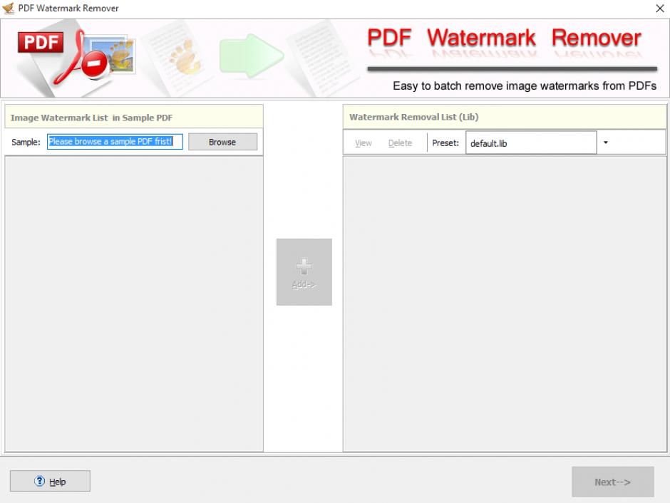 PDF Watermark Remover main screen