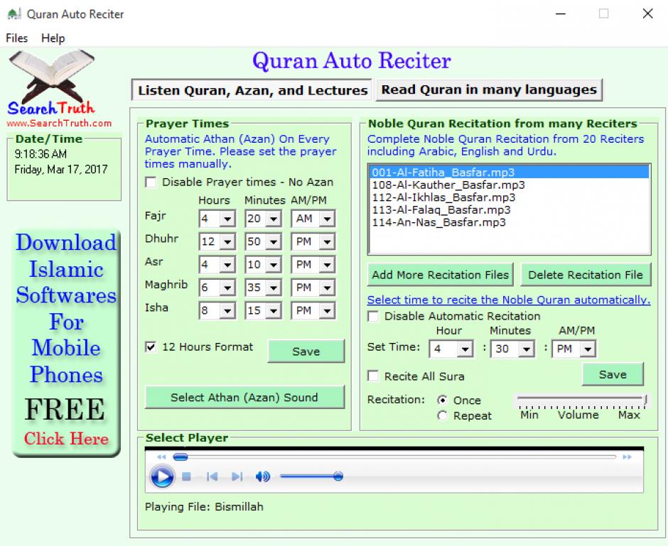 screenshot of program