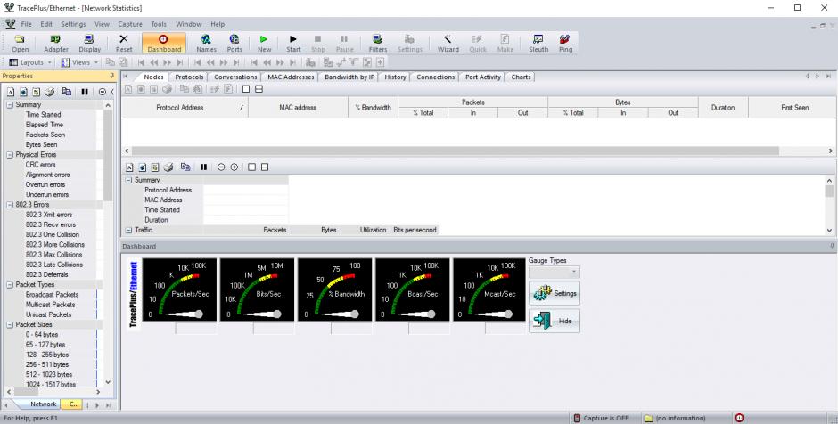 TracePlus Ethernet main screen