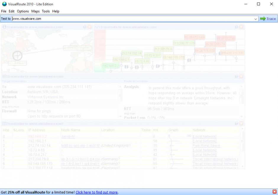 VisualRoute Lite main screen