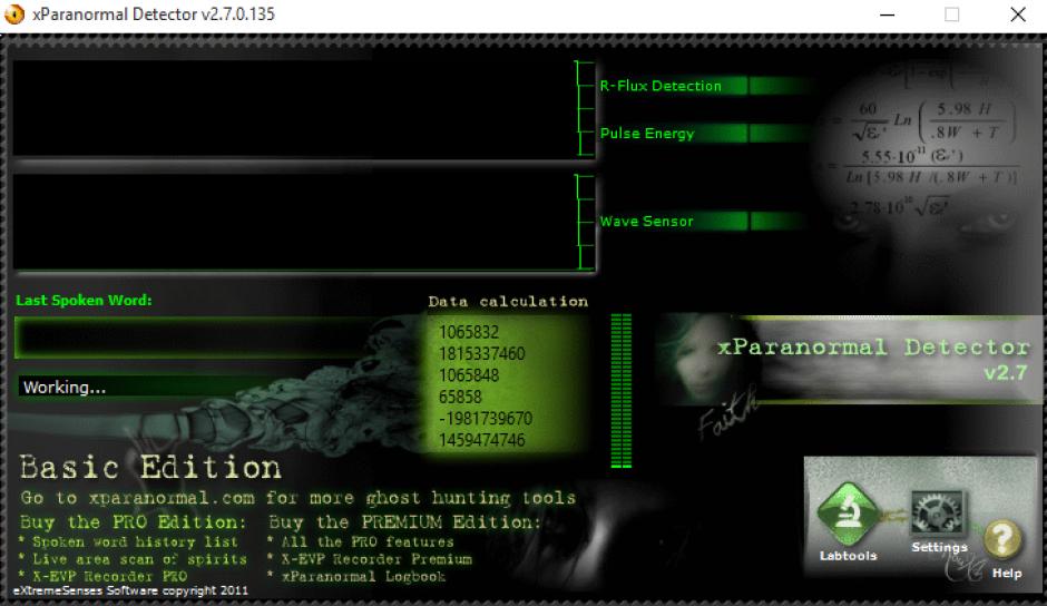 xParanormal Detector main screen