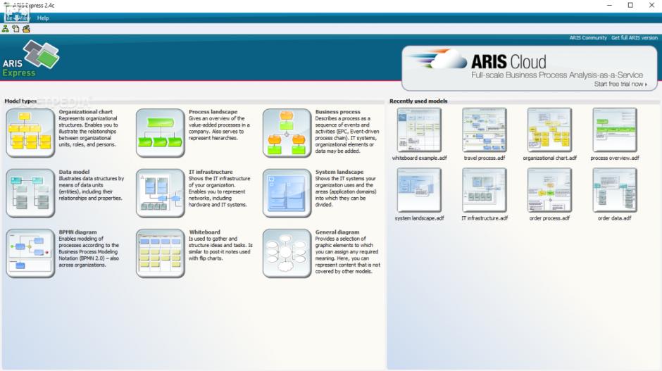 Aris Express main screen