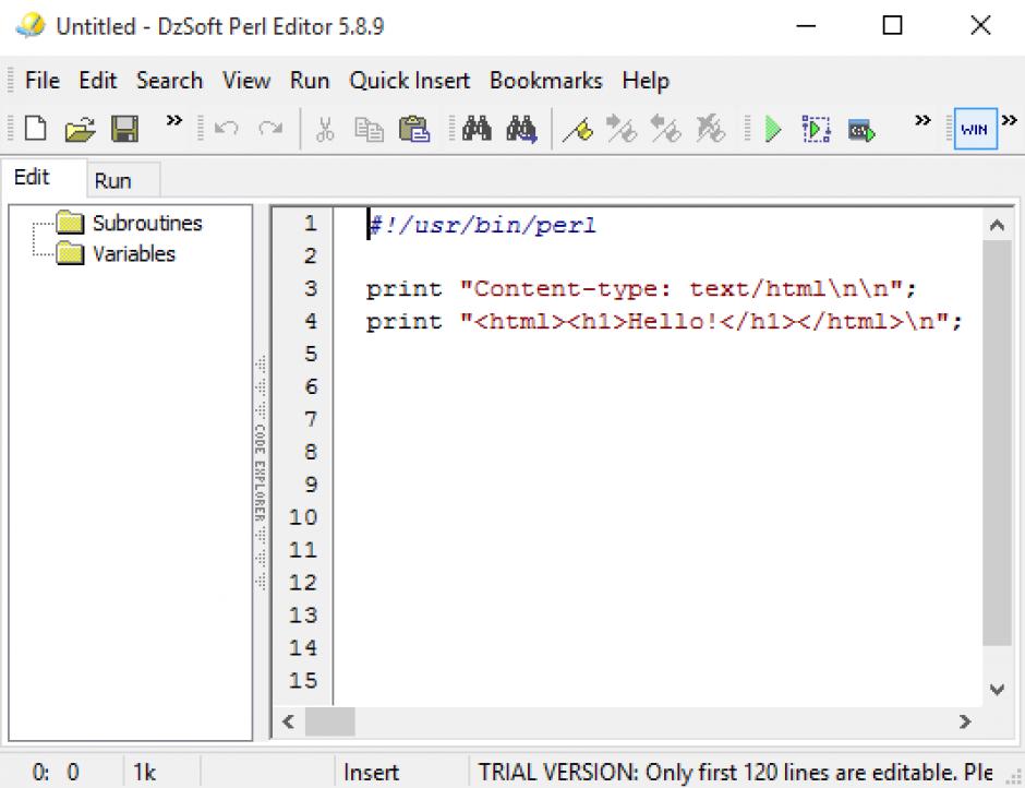 DzSoft Perl Editor main screen