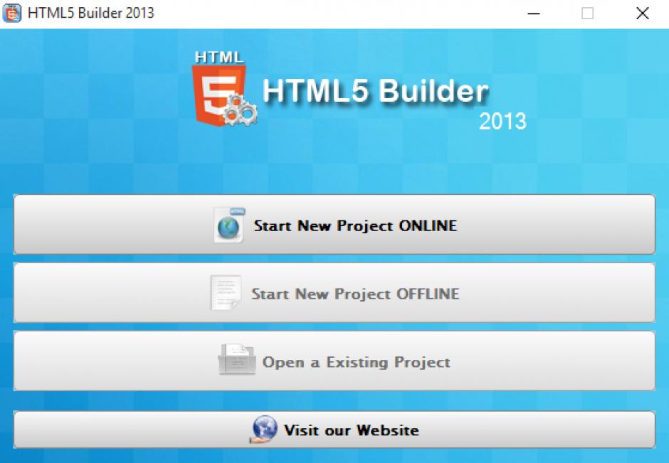 HTML5 Builder 2013 main screen