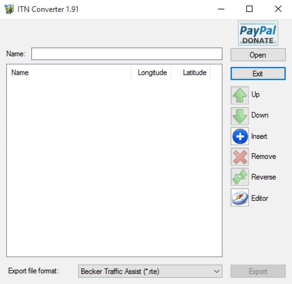 ITN Converter main screen