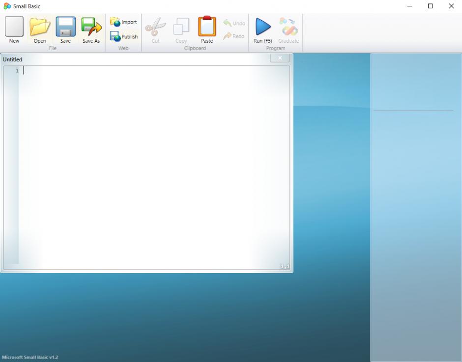 Microsoft Small Basic main screen