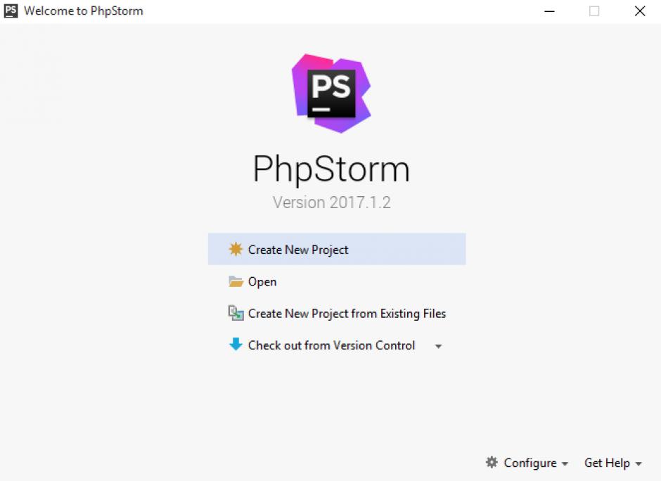 PhpStorm 2017 main screen