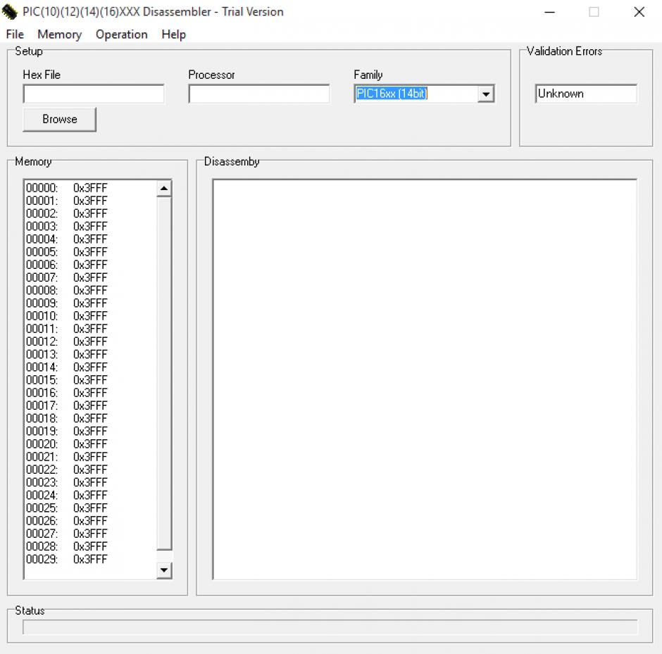 PIC Disassembler main screen