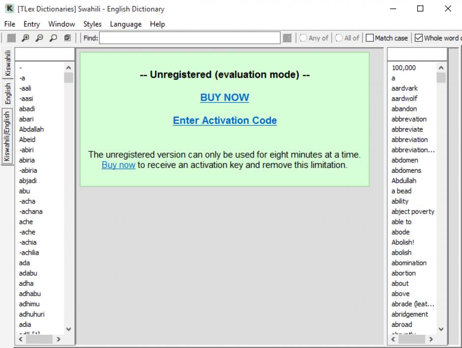 screenshot of program