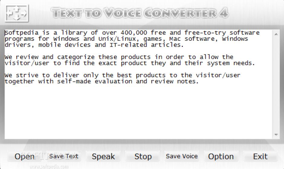 Text to Voice Converter main screen