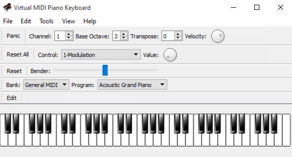 Virtual MIDI Piano Keyboard main screen
