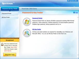 Password & Key Finder main screen