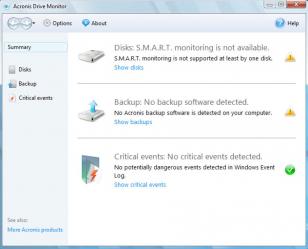 Acronis Drive Monitor main screen