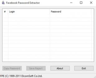 Facebook Password Extractor main screen