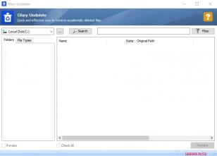 Glary Undelete main screen