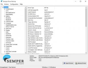 Semper Driver Backup main screen