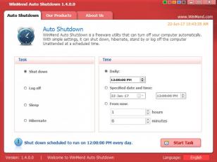 WinMend Auto Shutdown main screen