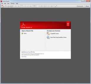 Adobe Reader X main screen