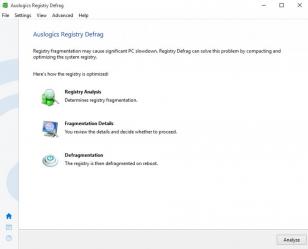 Auslogics Registry Defrag main screen