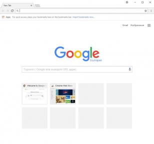 Google Chrome main screen