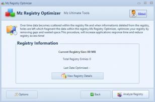 Mz Registry Optimizer main screen