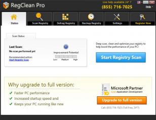 RegClean Pro main screen