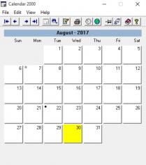 Calendar 2000 main screen